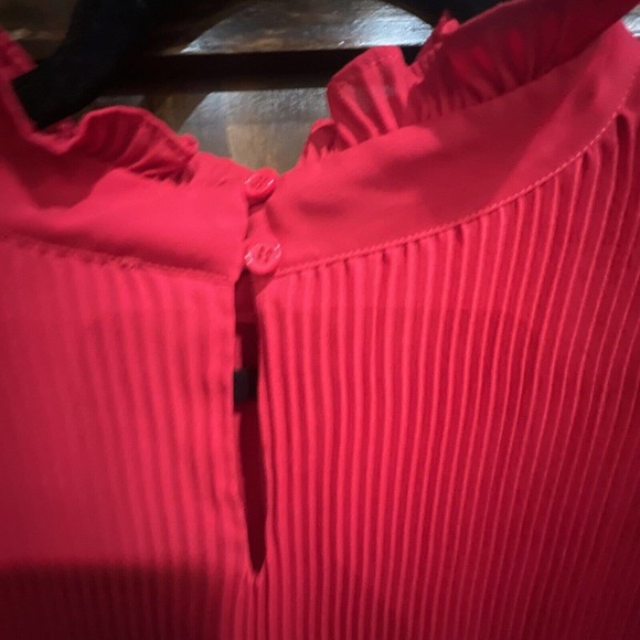 Chelsea 28 Dress Women Xl Red High Neck Long Sleeve‎ Acordian Pleat - Picture 6 of 10